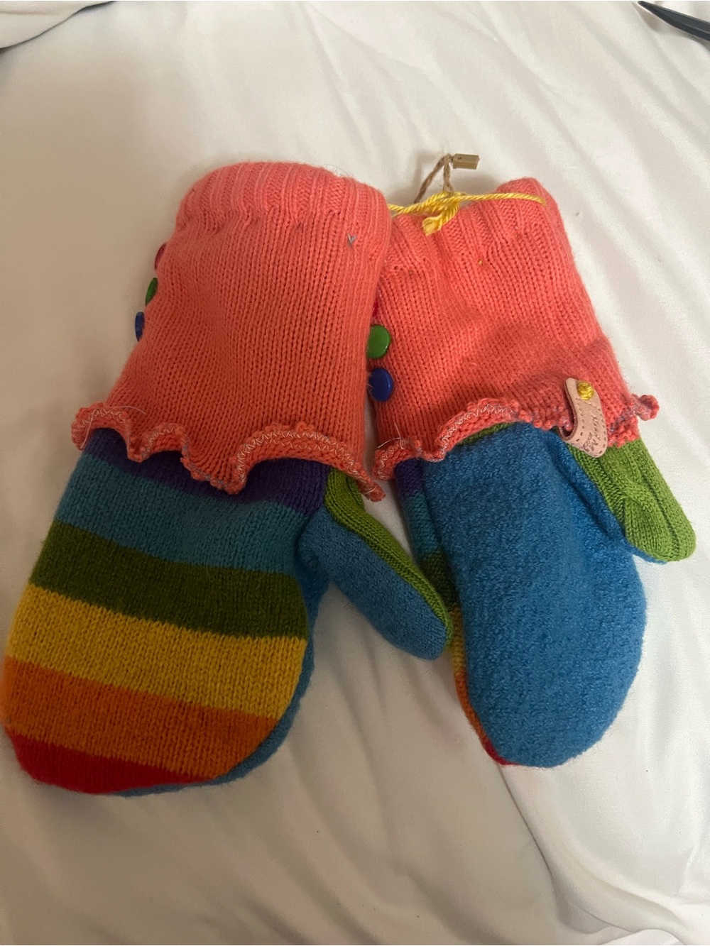 New hamdmade from recycled sweaters Colorful Striped Mittens -